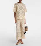 Valentino Floral knitted cotton-blend top