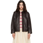 Weekend Max Mara Brown Cose Leather Bomber Jacket