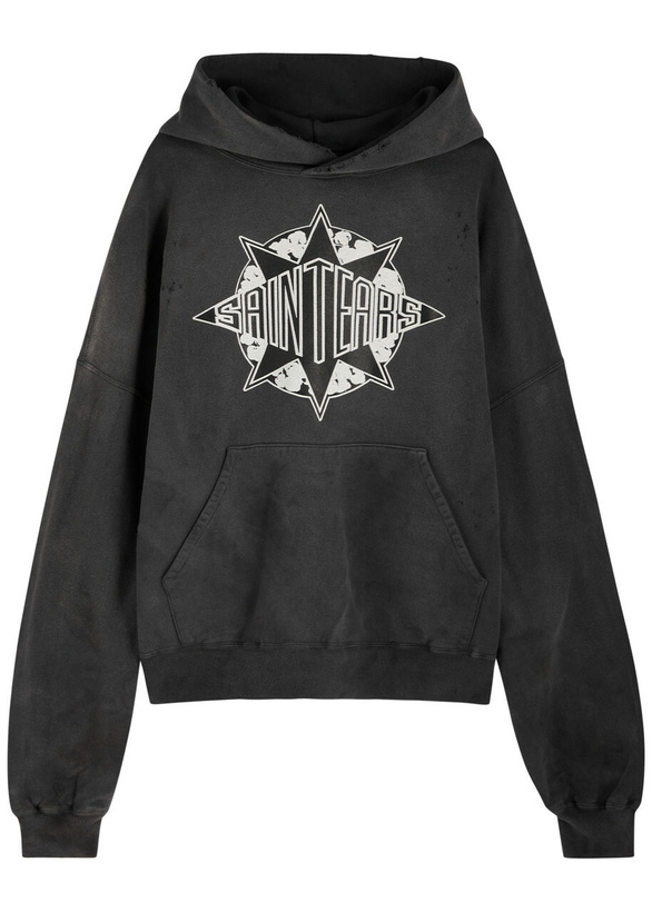 Photo: Saint Mxxxxxx X Denim Tears Hooded Cotton Sweatshirt Black