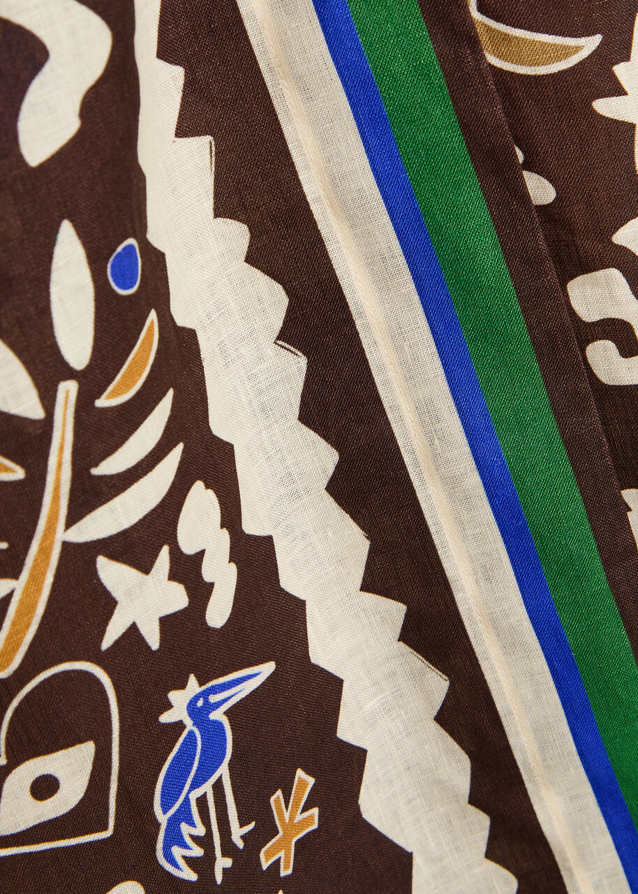 Alemais Maroc Printed Linen Midi Wrap Skirt Multicoloured
