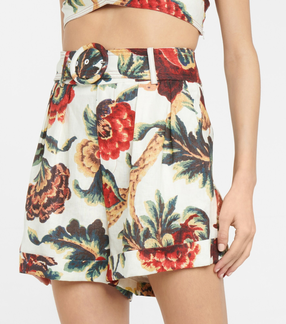 SIR - Ambroise belted floral linen shorts
