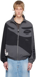 AAPE by A Bathing Ape Gray & Black Embroidered Track Jacket
