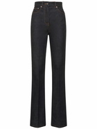 FERRAGAMO - High Rise Denim Straight Jeans