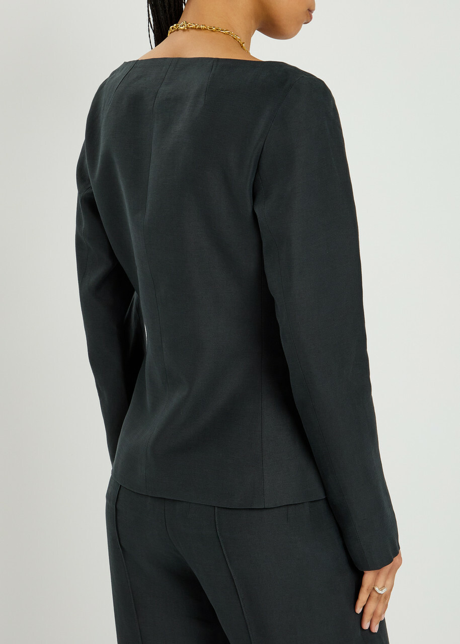Remain BY Birger Christensen Open Neck Fitted Woven Jacket Black