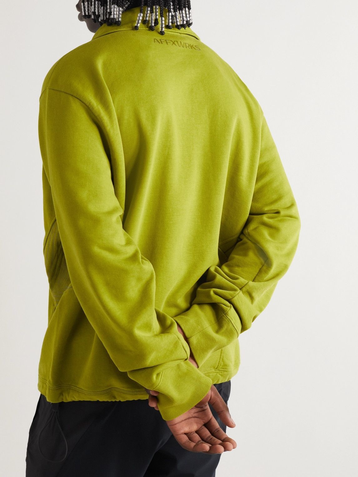 AFFIX - Audial Printed Cotton-Jersey Half-Zip Sweatshirt - Green Affix