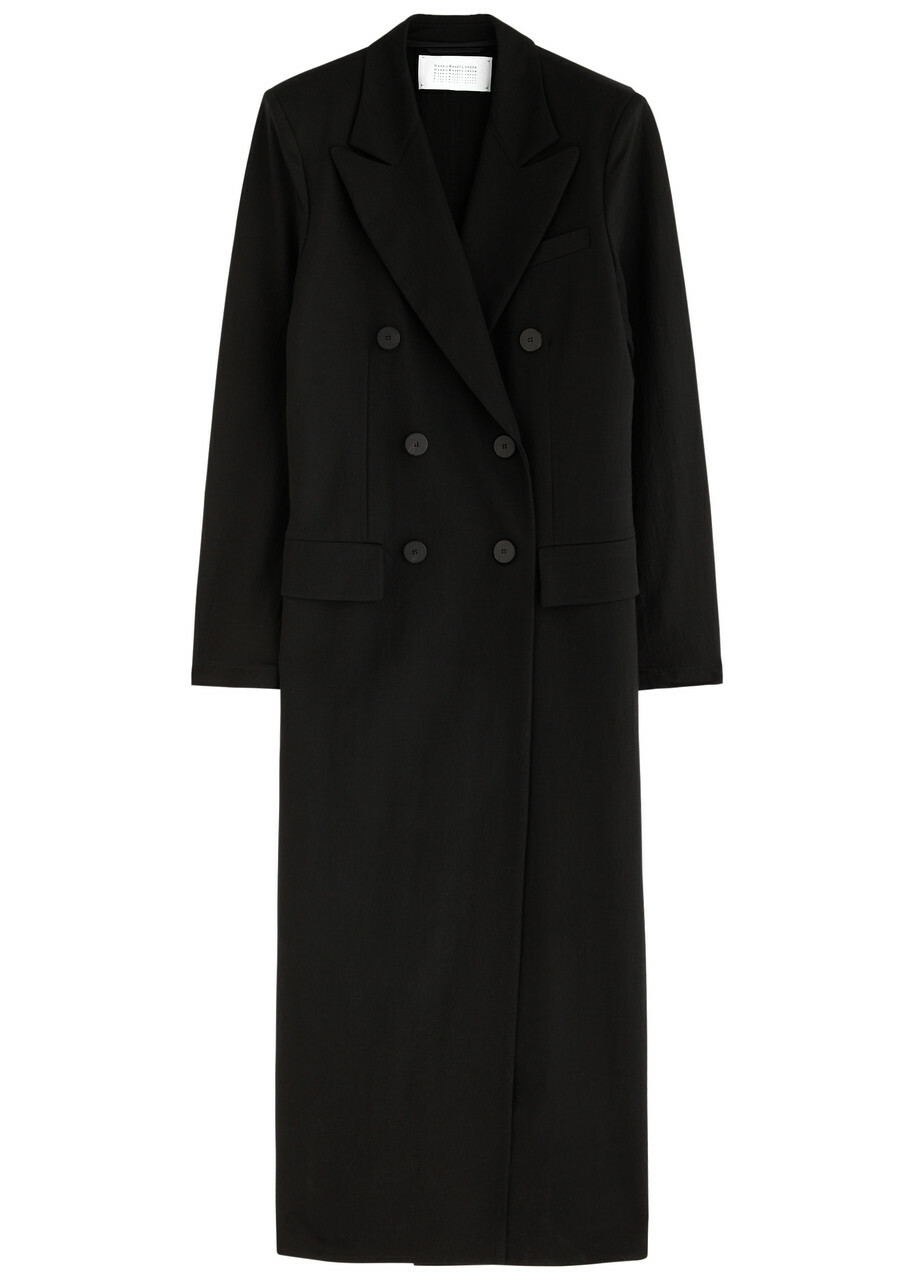 Harris Wharf London Double-breasted Woven Coat Black