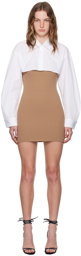 Alexander Wang Tan & White Pre-Styled Cropped Cami & Button-Up Minidress