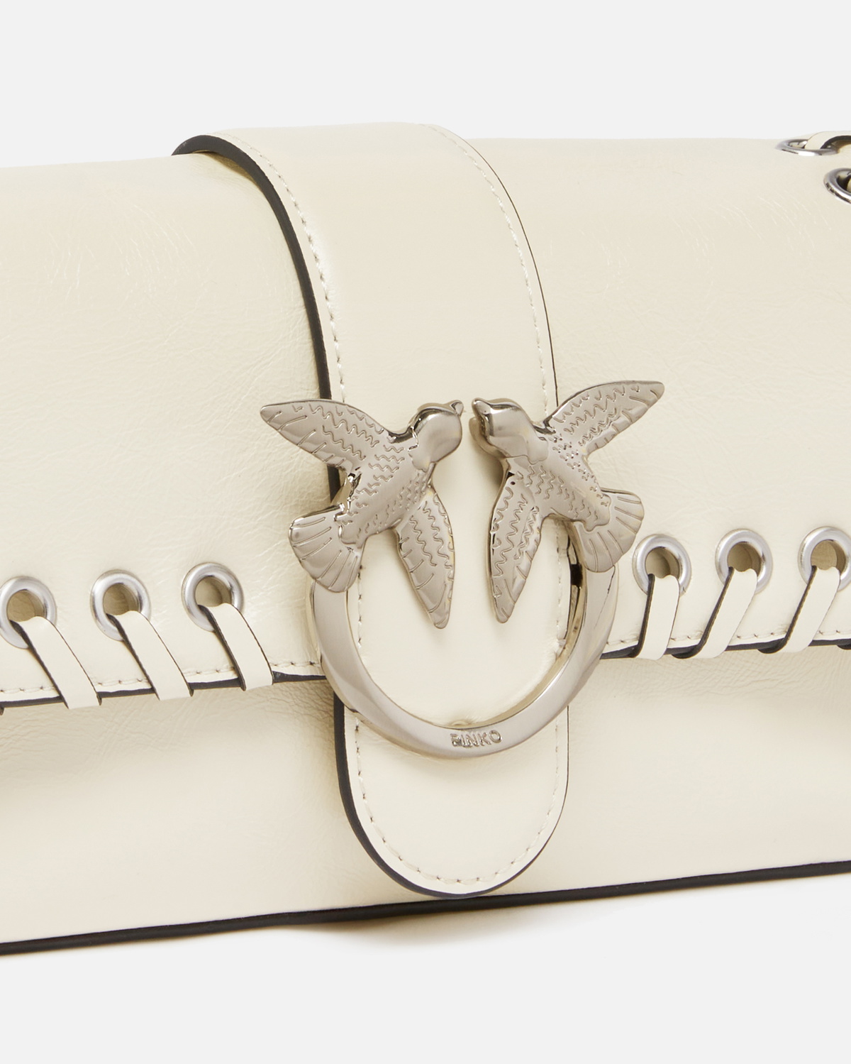 Pinko Soft Love Bag Slouchy Shoulder Bag With Fringes Silk White Brushed Silver