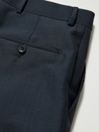 Kingsman - Straight-Leg Pleated Checked Mohair and Wool-Blend Suit Trousers - Blue