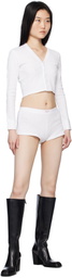 Alexander Wang White Crystal Hotfix Long-Sleeve Waffle Cardigan