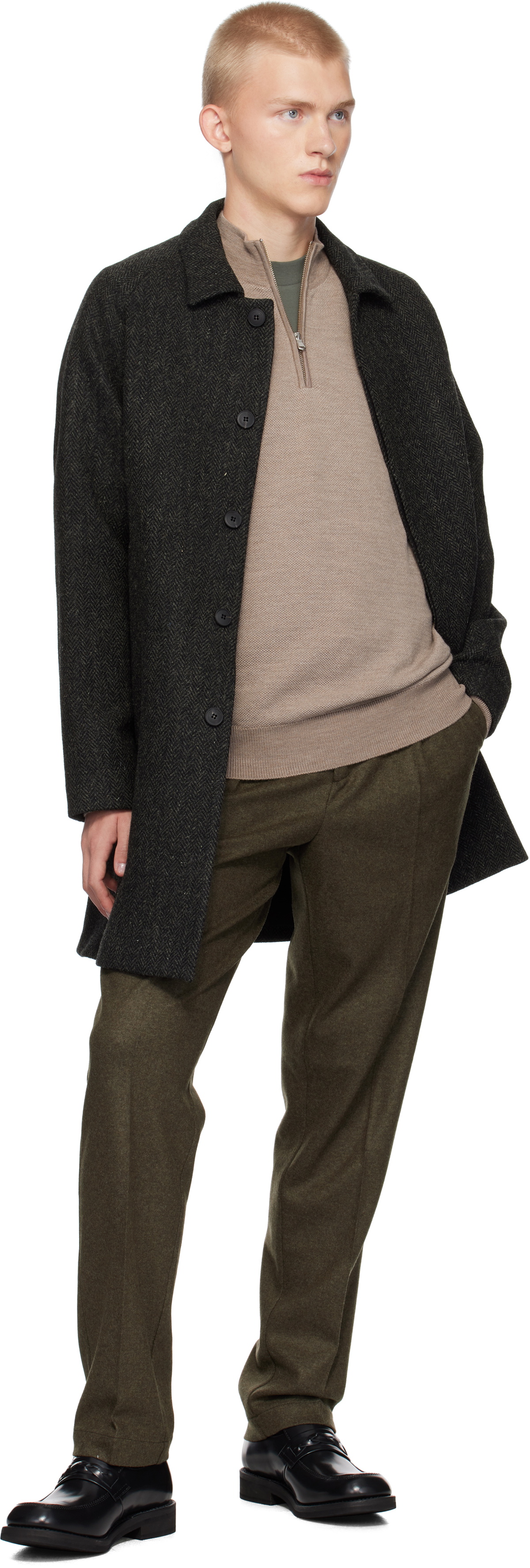 Sunspel Gray Harris Tweed Car Coat