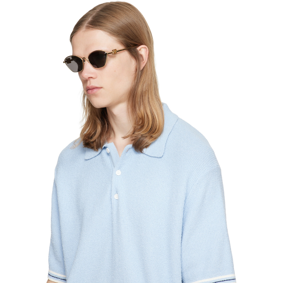 LOEWE Gold Anagram Hexagonal Sunglasses
