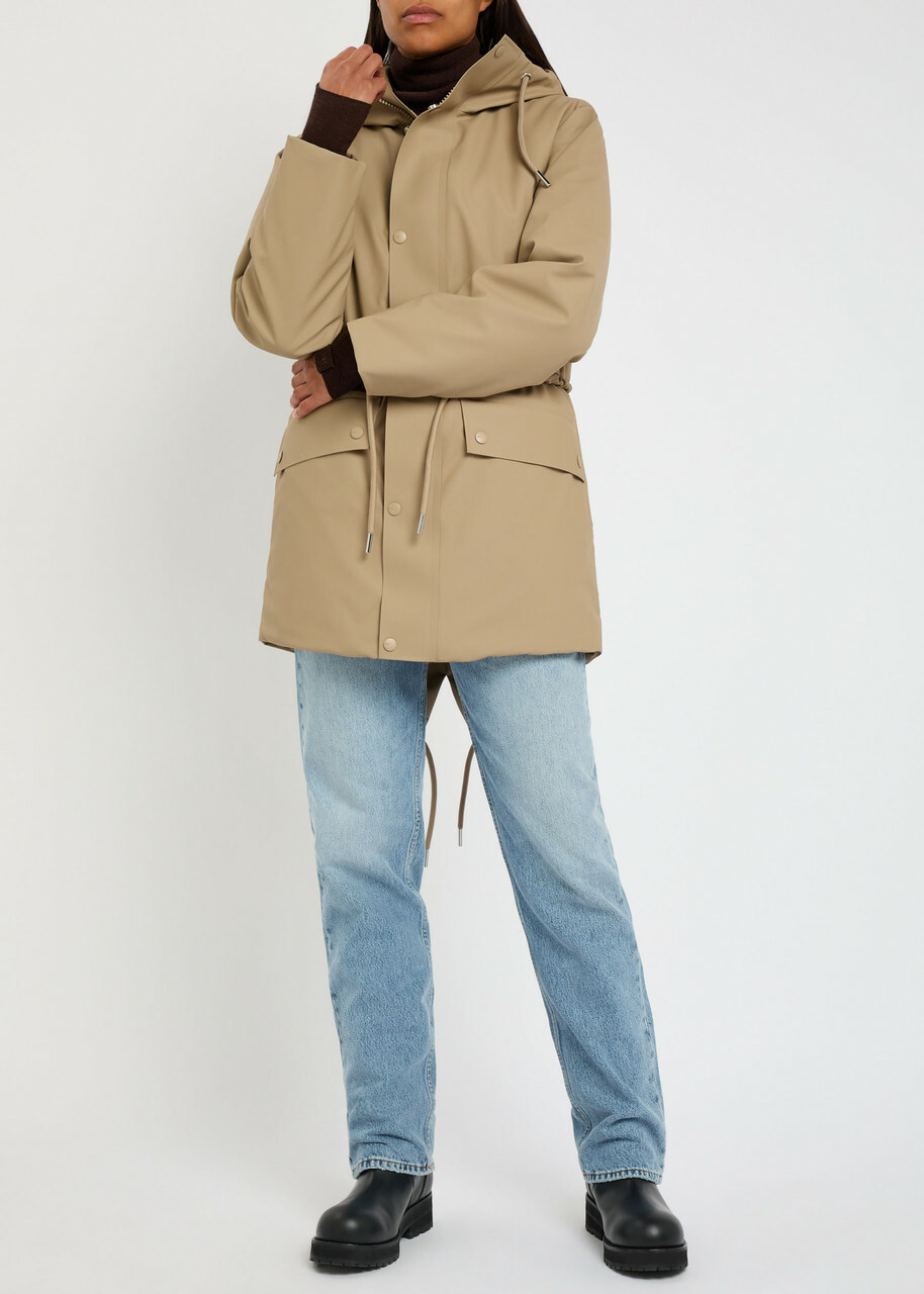 Rains Padded Rubberised Parka Beige
