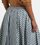 Prada Checked cotton-blend chambray midi skirt