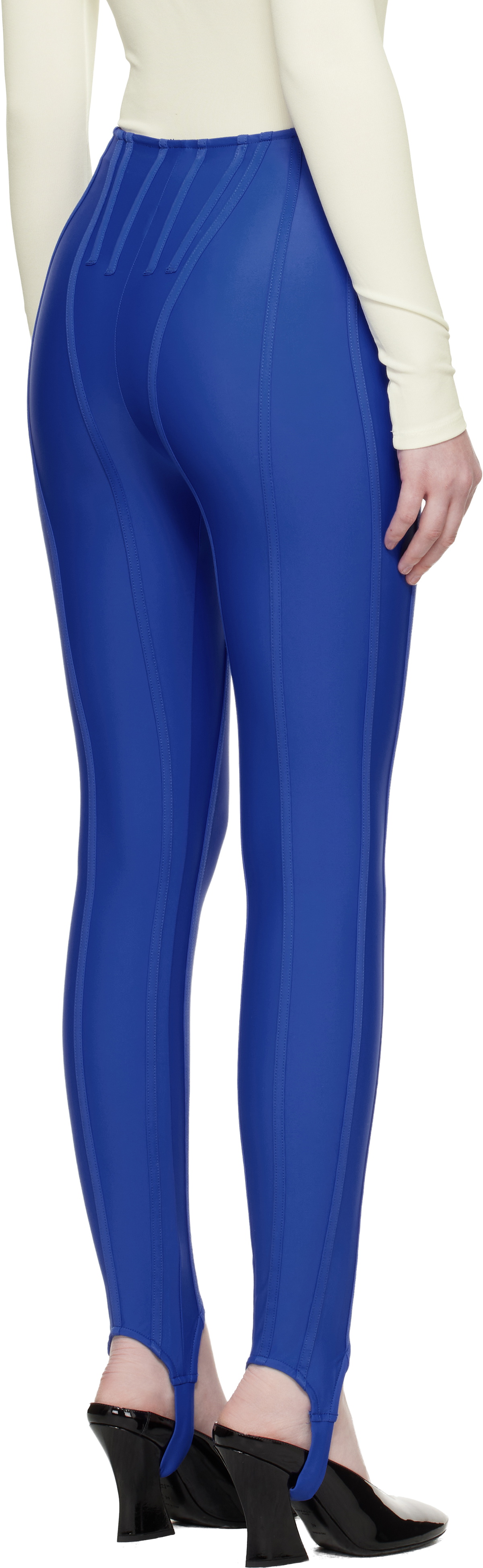Mugler SSENSE Exclusive Blue Corseted Leggings