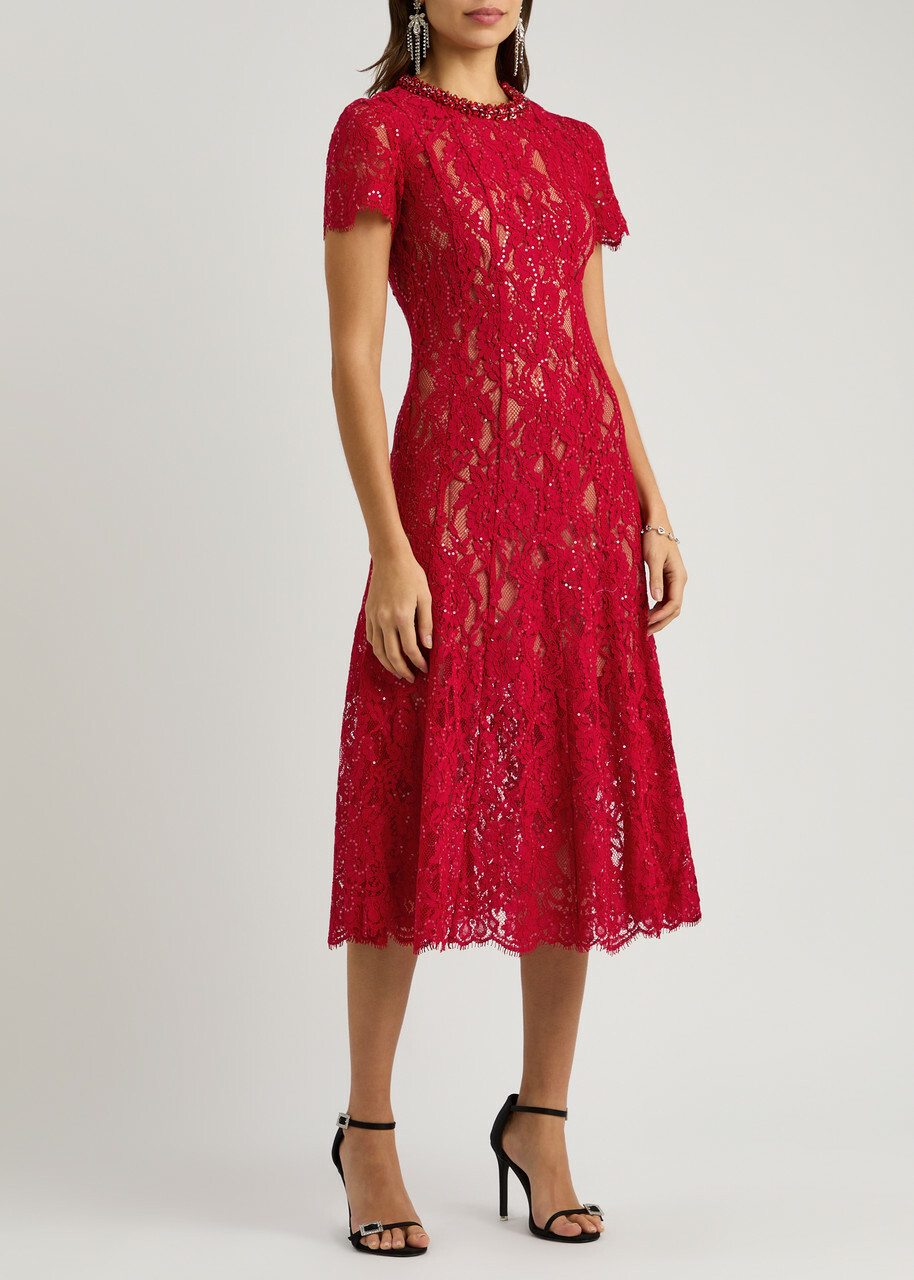 chinese dress ladies Self-Portrait - Burgundy Lace Satin Maxi Dress main image 0