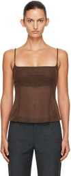 St. Agni Brown Stretch Silk Camisole