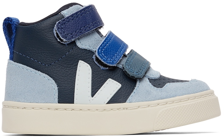 Photo: Veja Baby Blue Leather V-10 Mid Velcro Sneakers