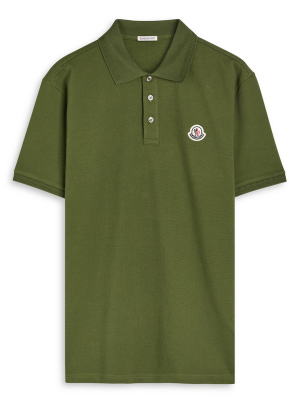 Photo: Moncler Logo-appliquéd Piqué Cotton Polo Shirt Khaki