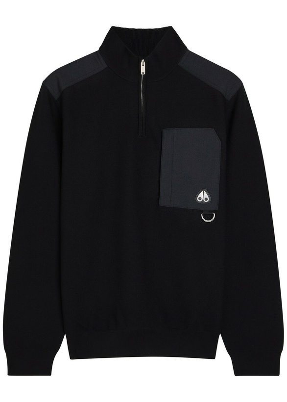 Photo: Moose Knuckles Lowan Panelled Half-zip Knit Sweatshirt Black