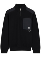 Moose Knuckles Lowan Panelled Half-zip Knit Sweatshirt Black