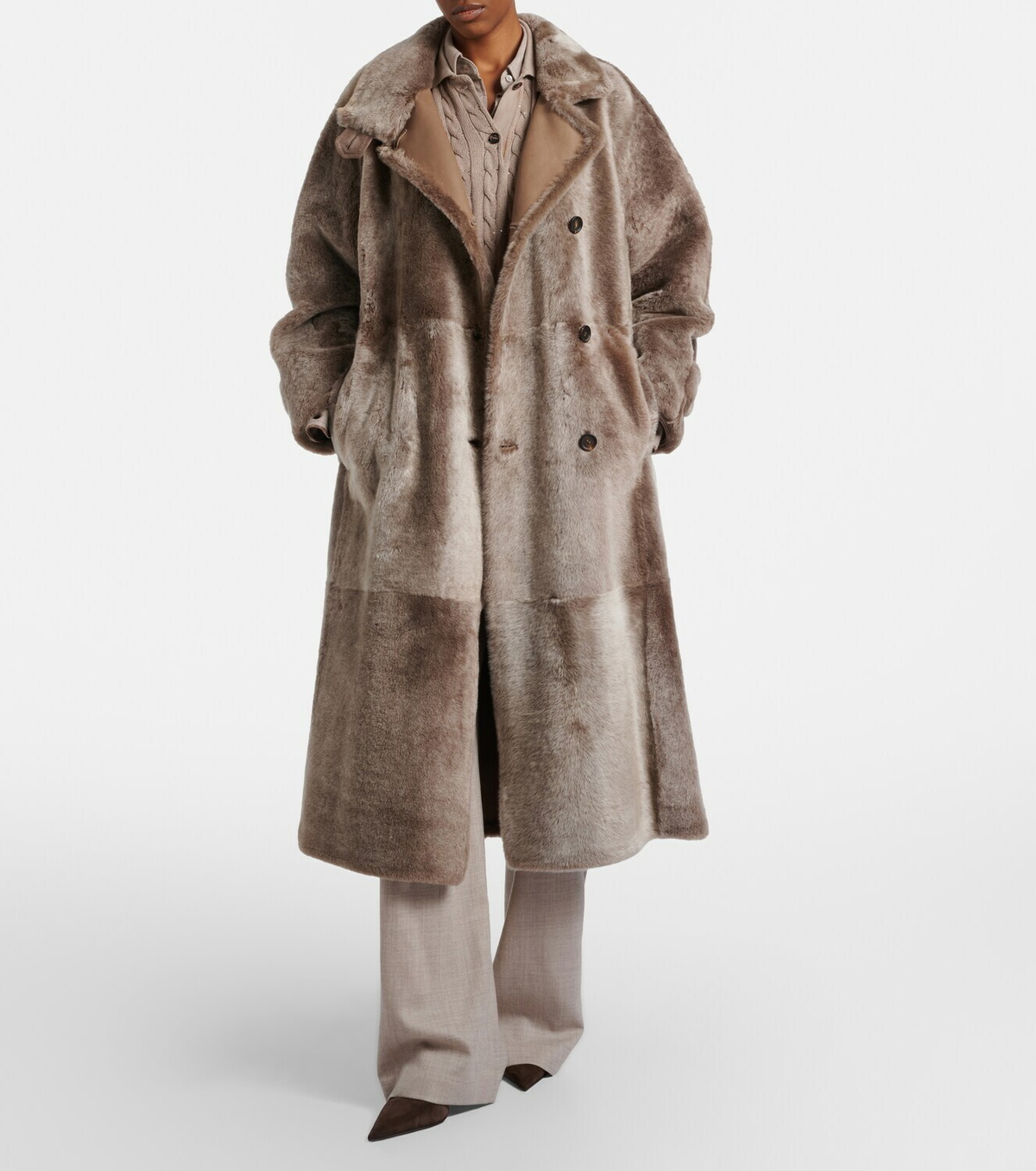 Brunello Cucinelli Shearling wrap coat