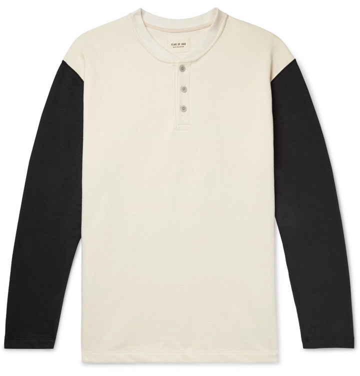 Photo: Fear of God - Oversized Colour-Block Loopback Cotton-Jersey Henley T-Shirt - Cream
