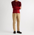 Altea - Tapered Pleated Stretch-Cotton Trousers - Brown