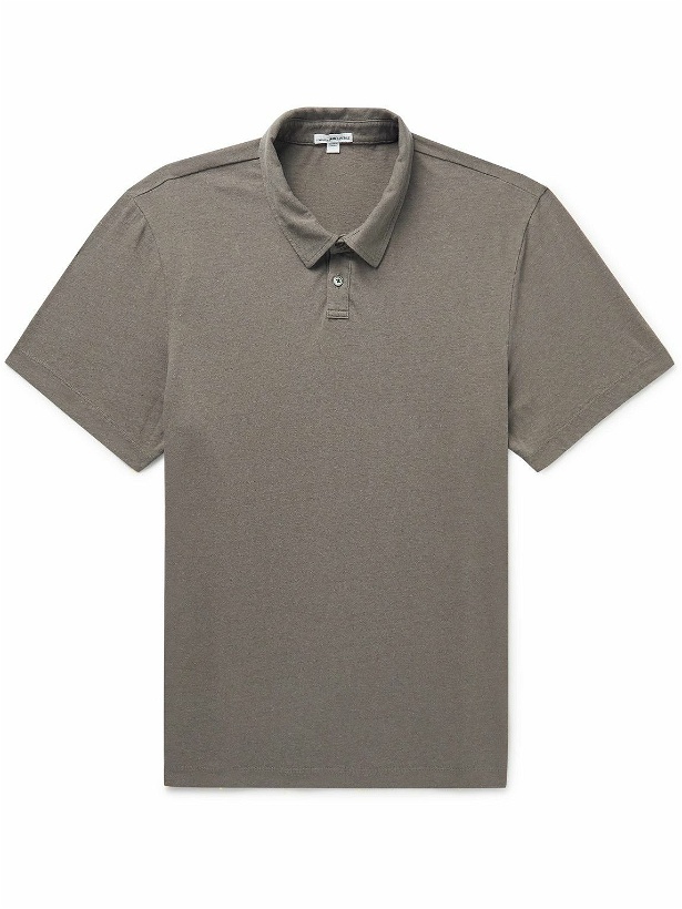 Photo: James Perse - Slub Cotton and Linen-Blend Jersey Polo Shirt - Brown