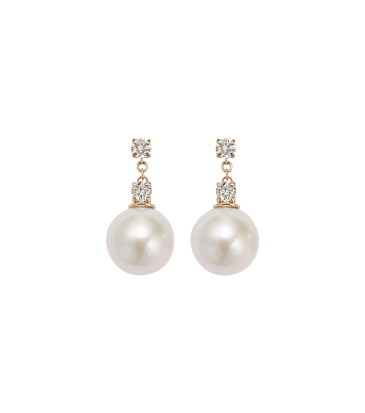 Photo: Stone and Strand Essential 14kt gold drop earrings with pearls and diamonds