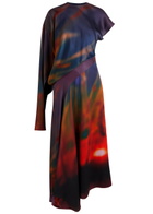 Roksanda Alia Draped Silk-satin Midi Dress Multi Print