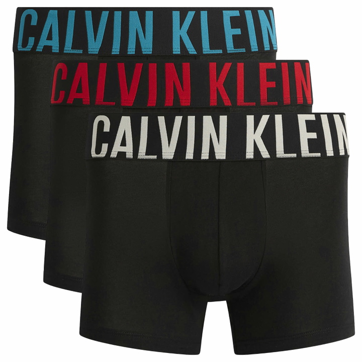 Photo: Calvin Klein Men's Intense Power Trunk - 3 Pack in Black/Oatmeal/Redwood/Turquoise