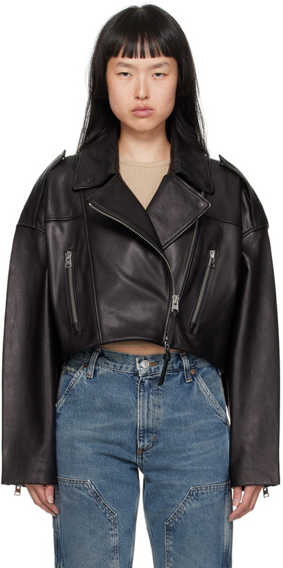 Photo: AGOLDE Black Shoreditch Ski Club Edition Remi Leather Jacket