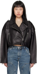 AGOLDE Black Shoreditch Ski Club Edition Remi Leather Jacket