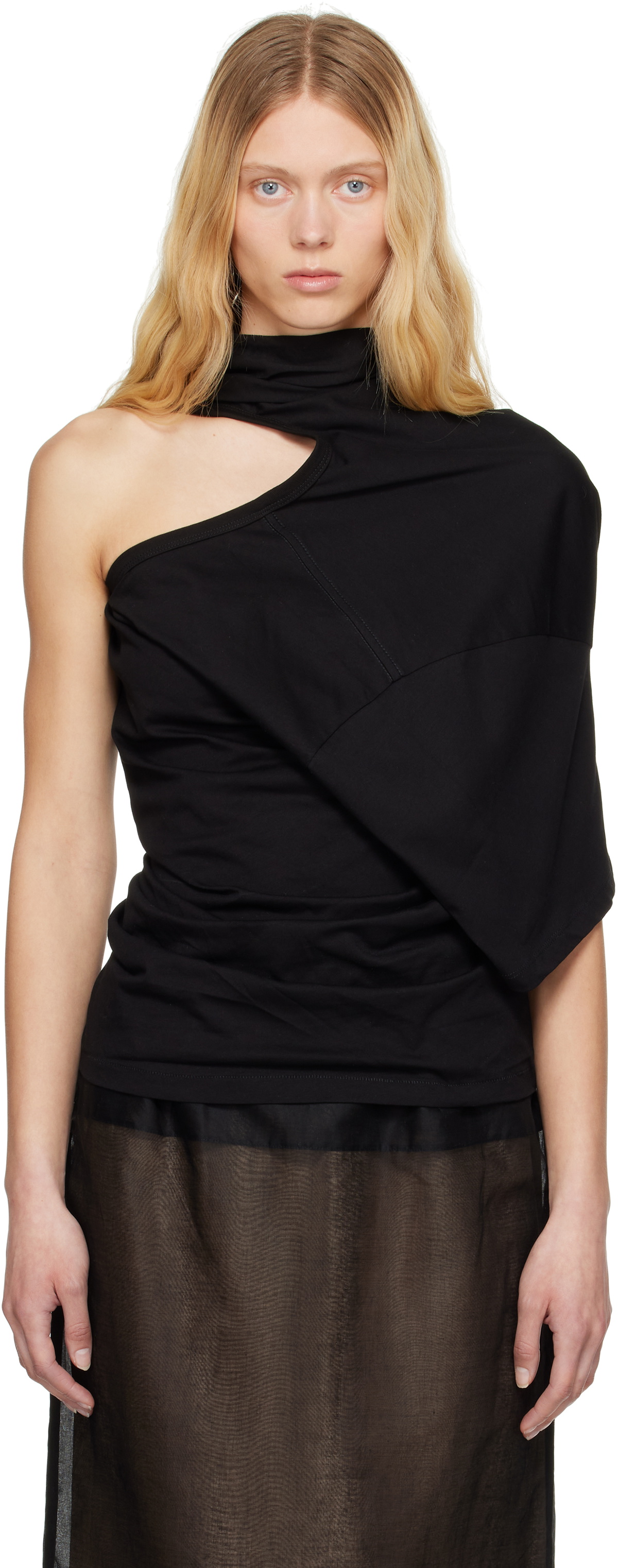 Christopher Esber Black Distort Cutaway T-shirt