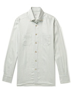 Kiton - Slim-Fit Button-Down Collar Striped Linen-Blend Shirt - Blue