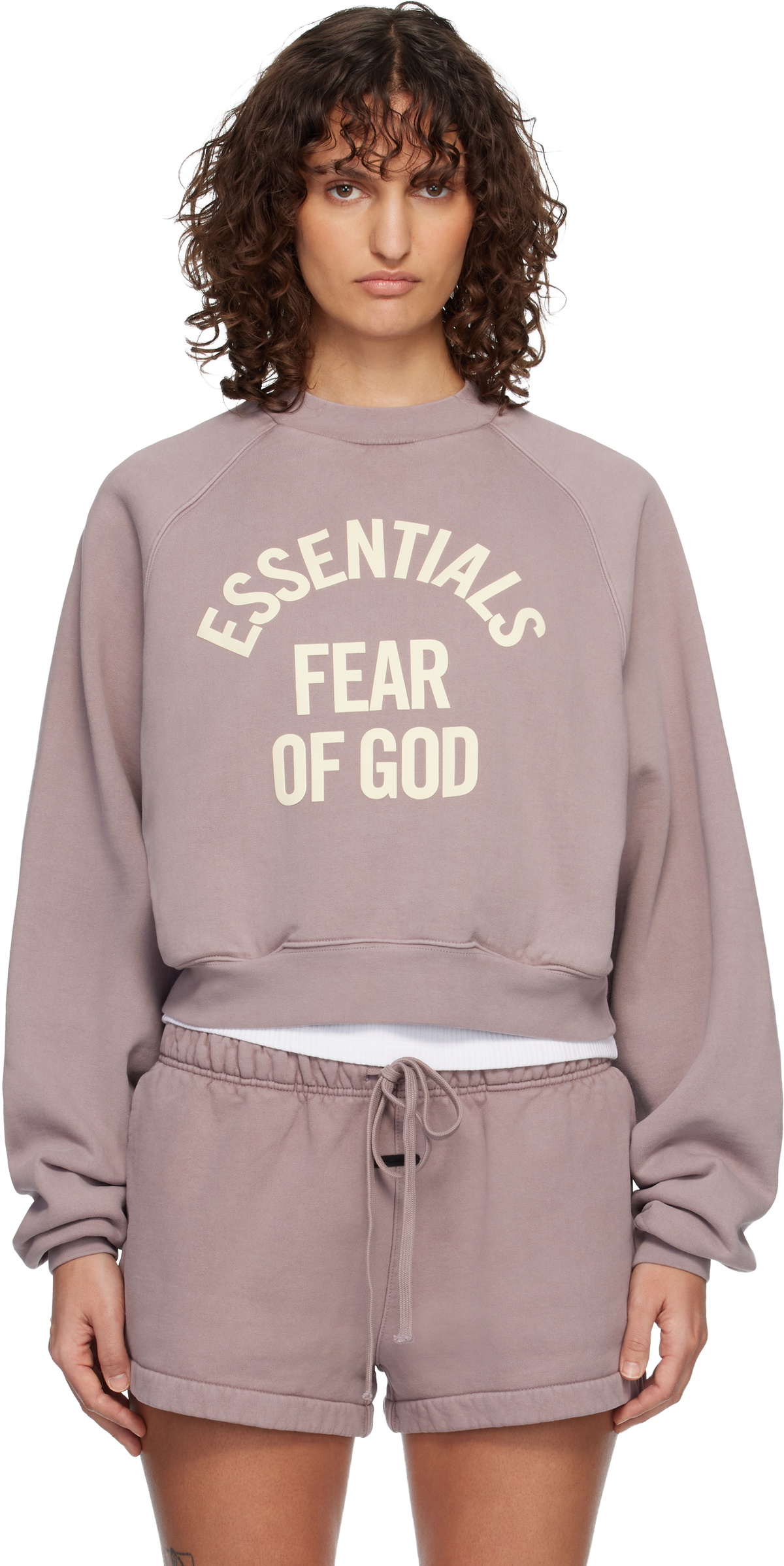 Fear of God ESSENTIALS Purple Campus 90's Cropped Raglan Sweatshirt