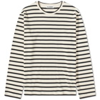 Jil Sander Men's Plus Long Sleeve Striped Back Logo T-Shirt in Open Grey
