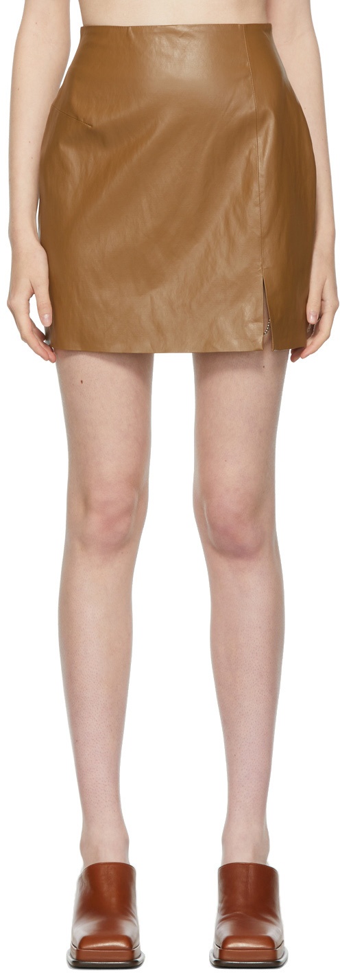 DRAE Brown Faux Leather Skirt