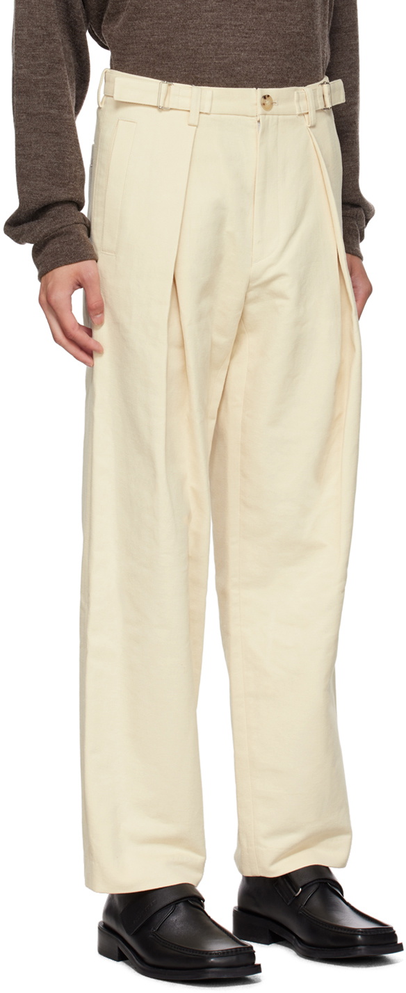 AFTER PRAY Off-White Two Tuck Trousers