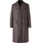 Rubinacci - Double-Breasted Houndstooth Virgin Wool, Linen and Cashmere-Blend Overcoat - Brown
