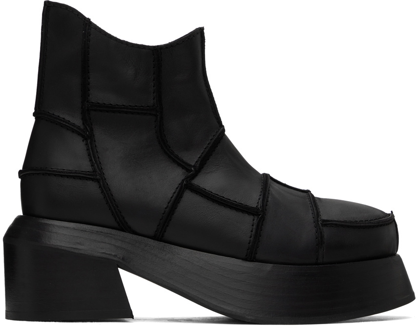 Eckhaus Latta Black Stacked Boots Eckhaus Latta