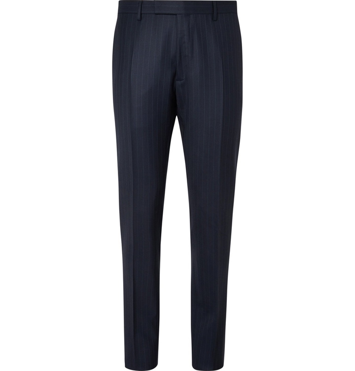 Photo: Berluti - Navy Pleated Pinstriped Wool Suit Trousers - Blue
