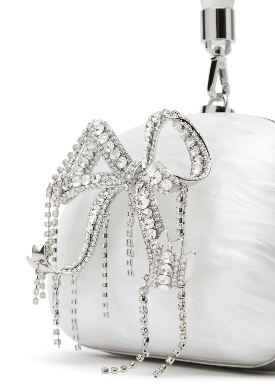 Self-portrait Bow Crystal-embellished Pearlescent Acrylic top Handle bag - Cream - One Size