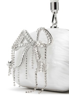 Self-portrait Bow Crystal-embellished Pearlescent Acrylic top Handle bag - Cream - One Size