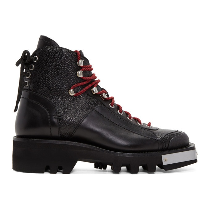 Photo: Dsquared2 Black Lace-Up Hiker Boots