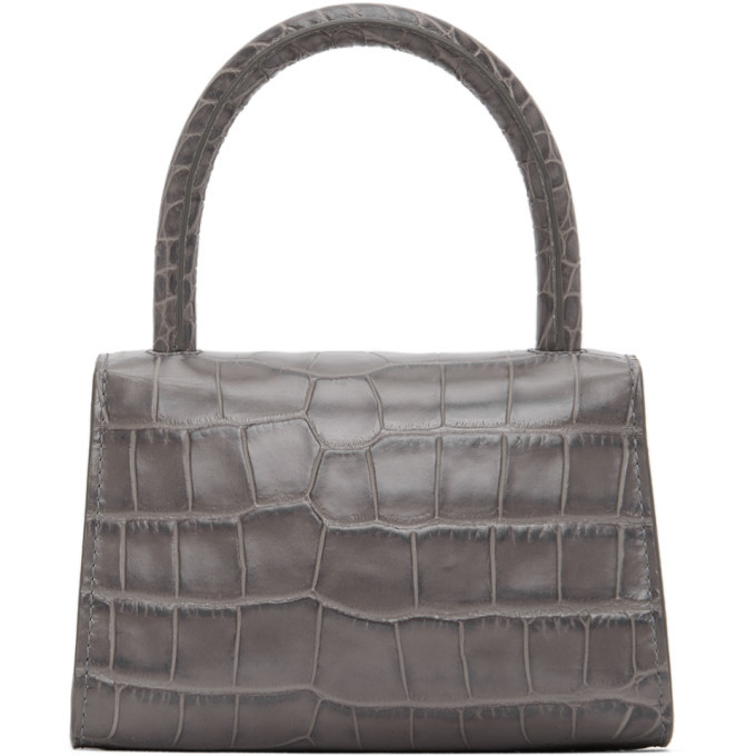 BY FAR Grey Croc Mini Top Handle Bag By Far