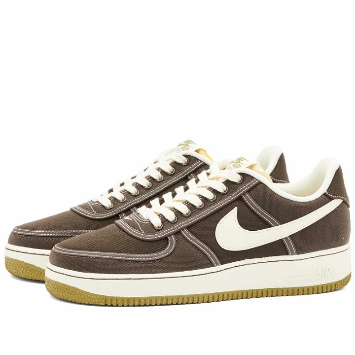 Photo: Nike AIR FORCE 1 '07 PRM Sneakers in Baroque Brown/Coconut Milk/Pacific Moss