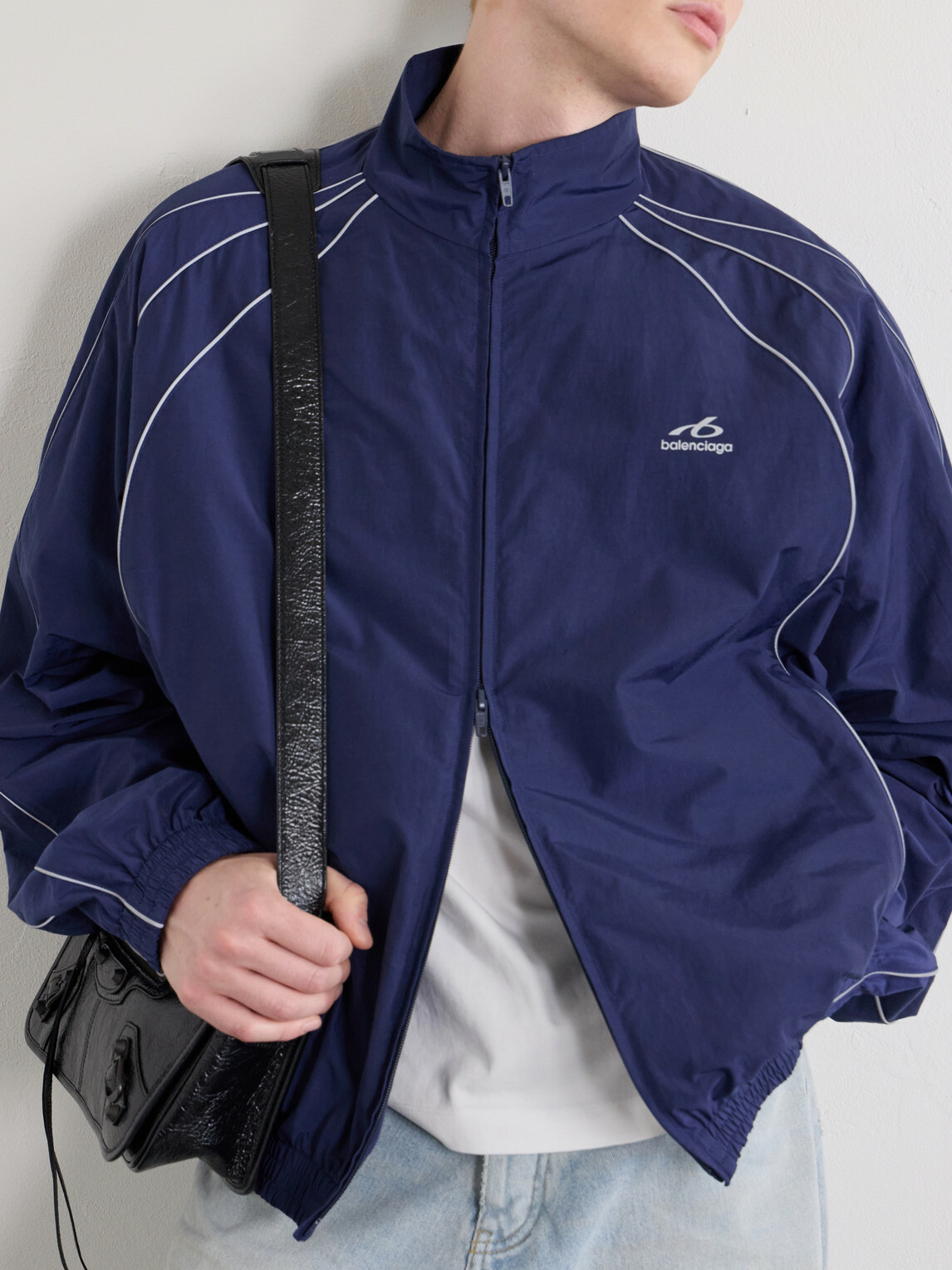 Balenciaga - Logo-Print Cotton-Blend Track Jacket - Blue