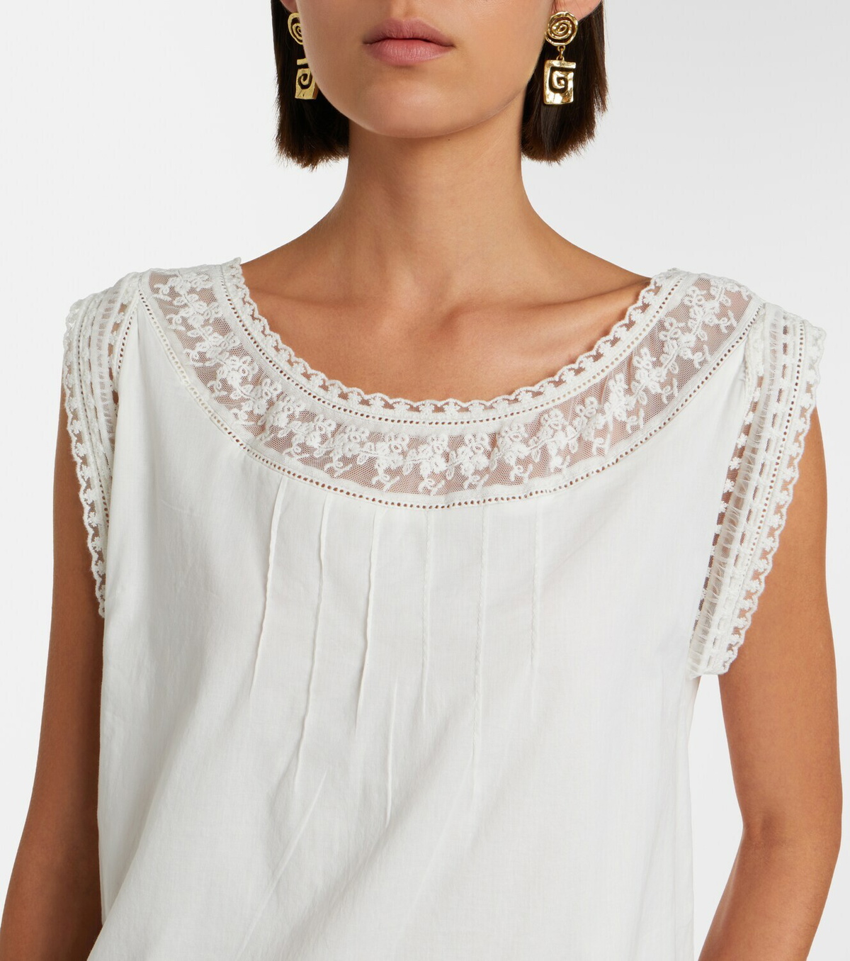 Posse Danielle lace-trimmed cotton minidress
